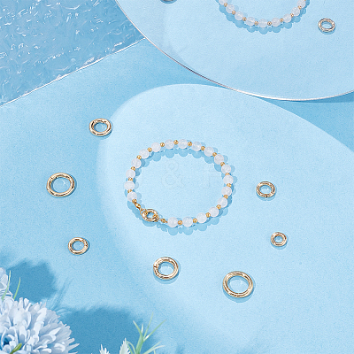 8Pcs 4 Styles Brass Spring Gate Rings KK-UN0005-59B-1
