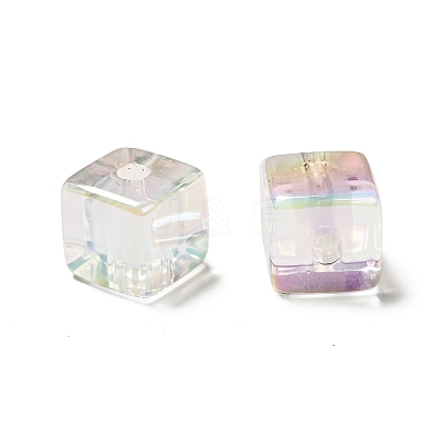 UV Plating Rainbow Iridescent Transparent Acrylic Beads OACR-A014-05-1