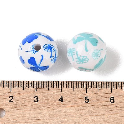 10Pcs Opaque Printed Acrylic Beads OACR-S146-02-1