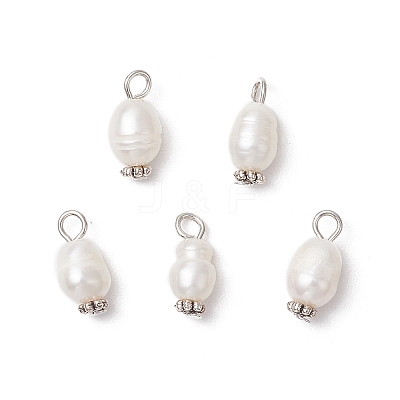 Natural Cultured Freshwater Pearl Rice Pendants PALLOY-JF03922-01-1