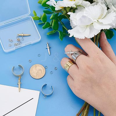 DIY Dagger Charm Cuff Ring Making Kit DIY-UN0003-66-1