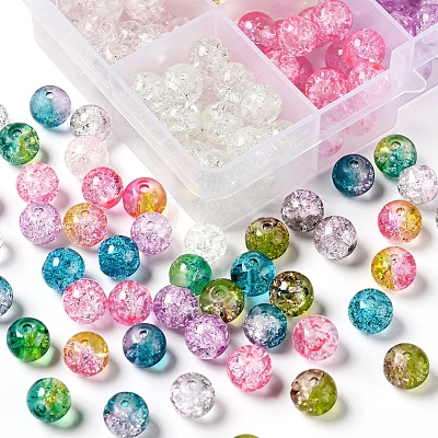 210~250Pcs 10 Style Spray Painted Crackle Glass Beads CCG-YW0001-06-1
