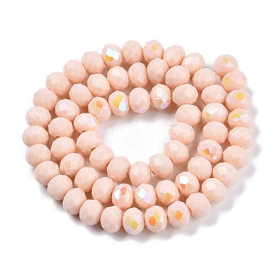 Electroplate Opaque Solid Color Glass Beads Strands EGLA-A044-P8mm-L05-1