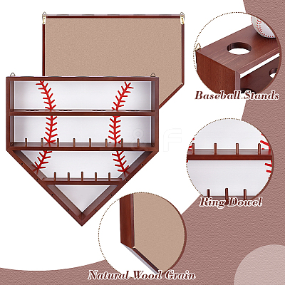 Wall-mounted Pine Wood Organizer Display Stands for Championship Rings RDIS-WH0016-25A-1