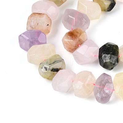 Natural Amethyst & Prehnite & Yellow Quartz & Lemon Quartz & Rose Quartz Beads Strands G-N347-18A-05-1