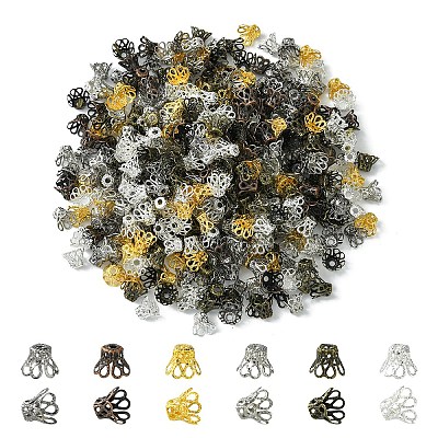 600PCS 6Colors Iron Bead Caps IFIN-YW0003-06-1