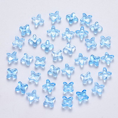Transparent Spray Painted Glass Beads GLAA-R211-06-C01-1
