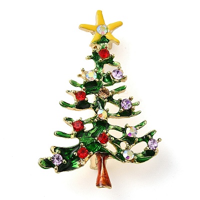 Christmas Alloy Colorful Rhinestone Brooches JEWB-U009-10H-1
