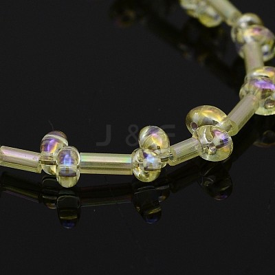 2 Hole Electroplate Glass Oval Bead Strands EGLA-J074-FR04-1