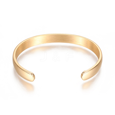 Ion Plating(IP) 304 Stainless Steel Cuff Bangles X-STAS-I110-10-4mm-G-1