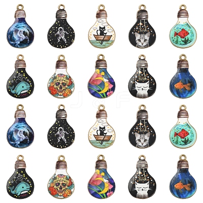 50Pcs 10 Styles Rack Plating Alloy Enamel Pendants ENAM-CJ0003-10-1