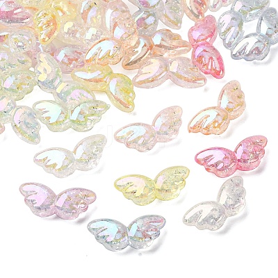 UV Plating Transparent Crackle Acrylic Beads OACR-G052-10C-1