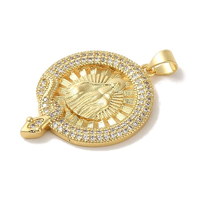 Rack Plating Brass Micro Pave Clear Cubic Zirconia Pendants KK-P267-14A-G-1