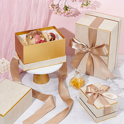 3Pcs 3 Styles Cardboard Paper Gift Boxes with Velvet Lid and Ribbon AJEW-BC0010-03B-1