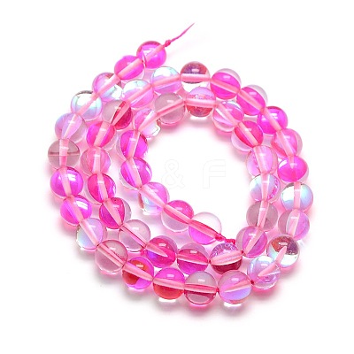 Synthetic Moonstone Beads Strands G-F143-6mm-M-1