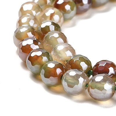 Electroplated Natural Agate Round Beads Strands G-L598-A01-01A-1