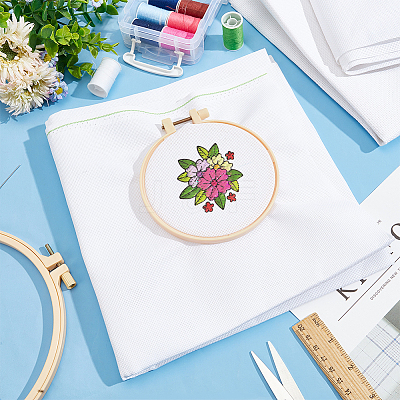 18CT Cotton Cross-stitch Fabric DIY-WH0021-13C-1