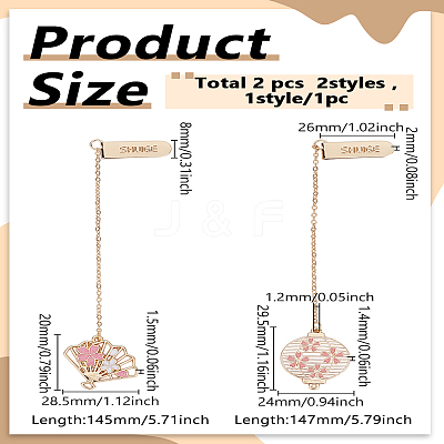 2Pcs 2 Styles Zinc Alloy Enamel Bookmarks AJEW-LP0006-05A-1