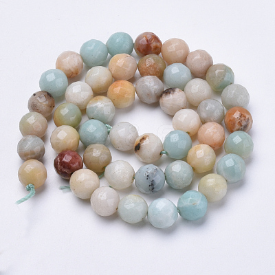 Natural Flower Amazonite Beads Strands G-S281-18-8mm-1