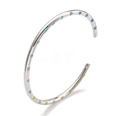 Brass Enamel Cuff Bangles for Women BJEW-G703-08A-P-1