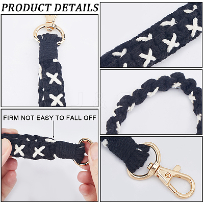 Cotton Handmade Braided Wrist Lanyard Pendant Decorations KEYC-WH0007-001C-1