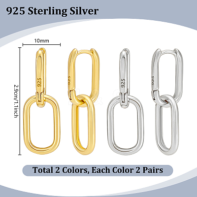 4 Pairs 2 Colors Brass Hoop Earrings EJEW-PH0001-48-1
