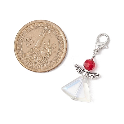10Pcs 10 Colors Glass Angel Pendant Decoration HJEW-JM02815-1