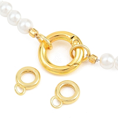 Brass & ABS Plastic Imitation Pearl Round Beaded Necklace Making KK-Z158-07G-01-1