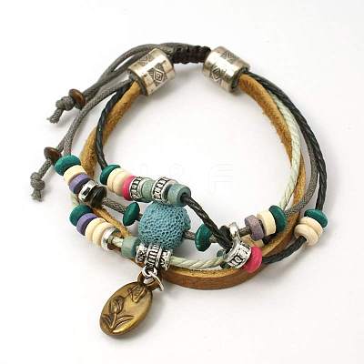 Lava Rock Beads Bracelets BJEW-D264-07-1