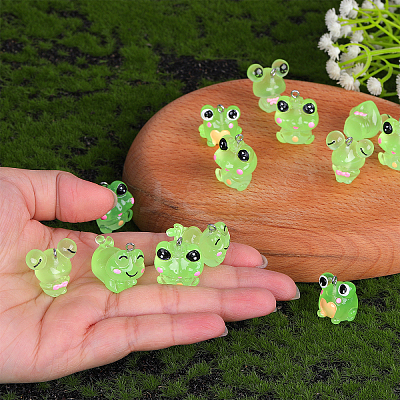 36Pcs 6 Styles Luminous Frog Resin Pendants RESI-SZ0003-50-1