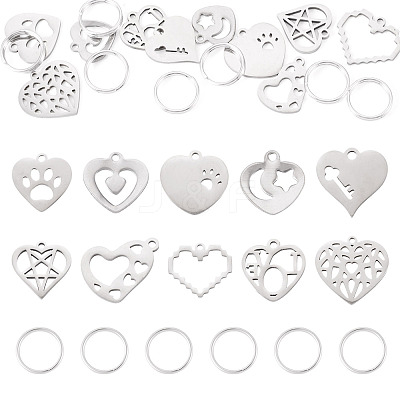 10Pcs 10 Styles 201 Stainless Steel Pendants STAS-TA0003-45-1