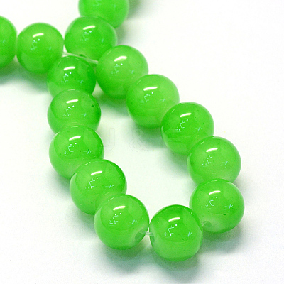 Baking Paint Imitation Jade Glass Round Bead Strands X-DGLA-Q021-8mm-09-1