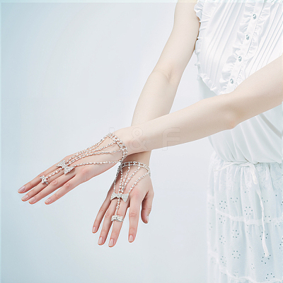 2Pcs Crystal Rhinestone Tennis Ring Bracelet BJEW-CN0001-17B-1