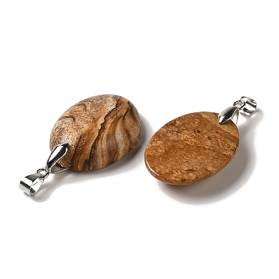 Natural Picture Jasper Pendants G-Z055-03P-25-1