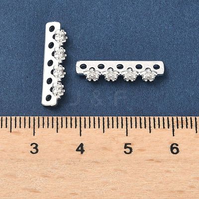 Brass Micro Pave Clear Cubic Zirconia Spacer Bars KK-Z139-11S-02-1