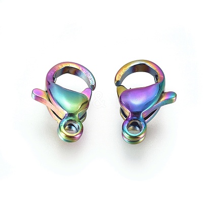 Ion Plating(IP) 304 Stainless Steel Lobster Claw Clasps STAS-E475-02A-1