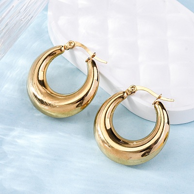 PVD Vacuum Plating 304 Stainless Steel Chunky Hoop Earrings for Women EJEW-F280-06C-G-1