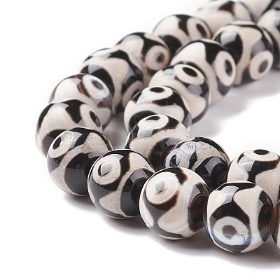 Natural Tibetan 3-Eye dZi Agate Beads Strands G-F354-07-1