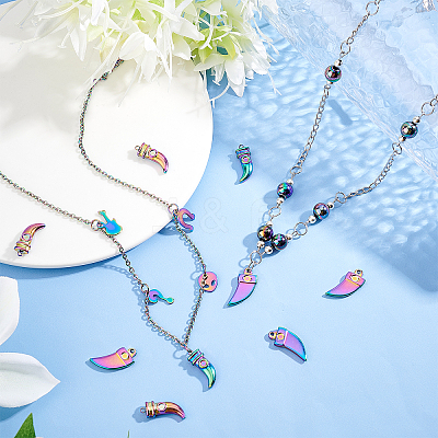 20Pcs 2 Style 201 Stainless Steel Pendants STAS-DC0010-29-1