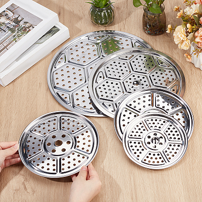 8Pcs 4 Styles 410 Stainless Steel Steamer Mat AJEW-OC0015-16-1