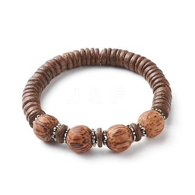 Natural Coconut Wood Beads Stretch Bracelets BJEW-JB06643-1