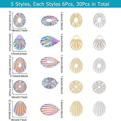 30Pcs 304 Stainless Steel Pendant STAS-CA0001-76-1