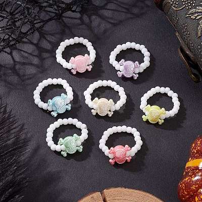 Acrylic Skull Stretch Rings RJEW-JR00927-02-1