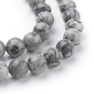 Natural Map Stone/Picasso Stone/Picasso Jasper Beads Strands X-G-G047-8mm-1