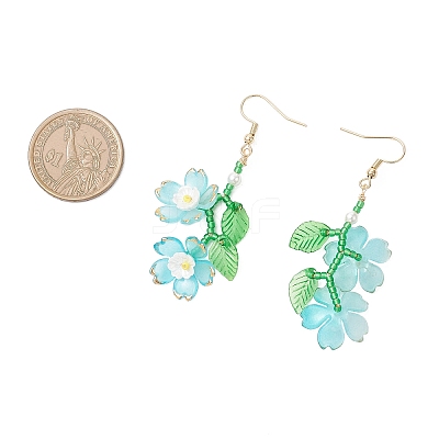 Acrylic Flower Dangle Earrings EJEW-MZ00588-1