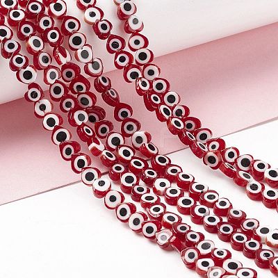 Handmade Evil Eye Lampwork Beads Strands LAMP-F023-B10-1