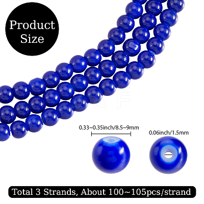 3 Strands Baking Paint Transparent Glass Round Bead Strands DGLA-PA0001-02A-1