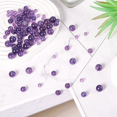 100Pcs 3 Styles Natural Amethyst Round Bead Strands G-TA0002-46-1