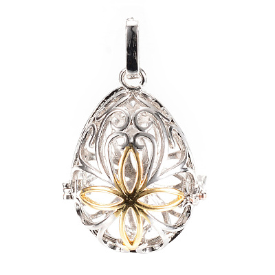 Rack Plating Brass Cage Pendants KK-R036-16-1