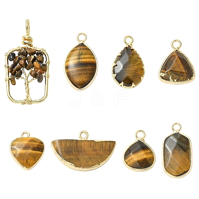 Natural Tiger Eye Pendants G-YW0003-01A-1